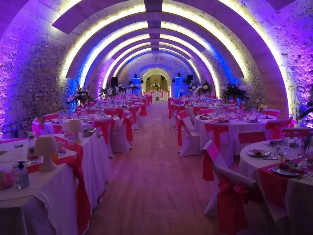 Réception sous les voûtes illuminées
